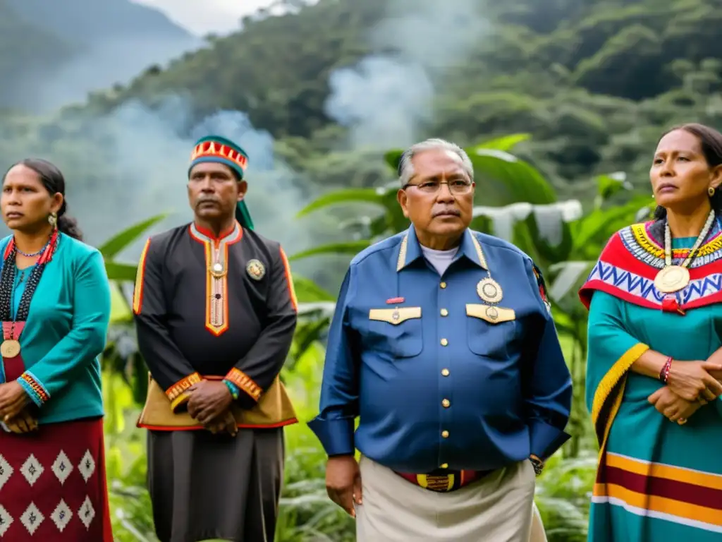 Indígenas defienden su territorio ancestral con determinación frente a guardias armados en la selva biodiversa