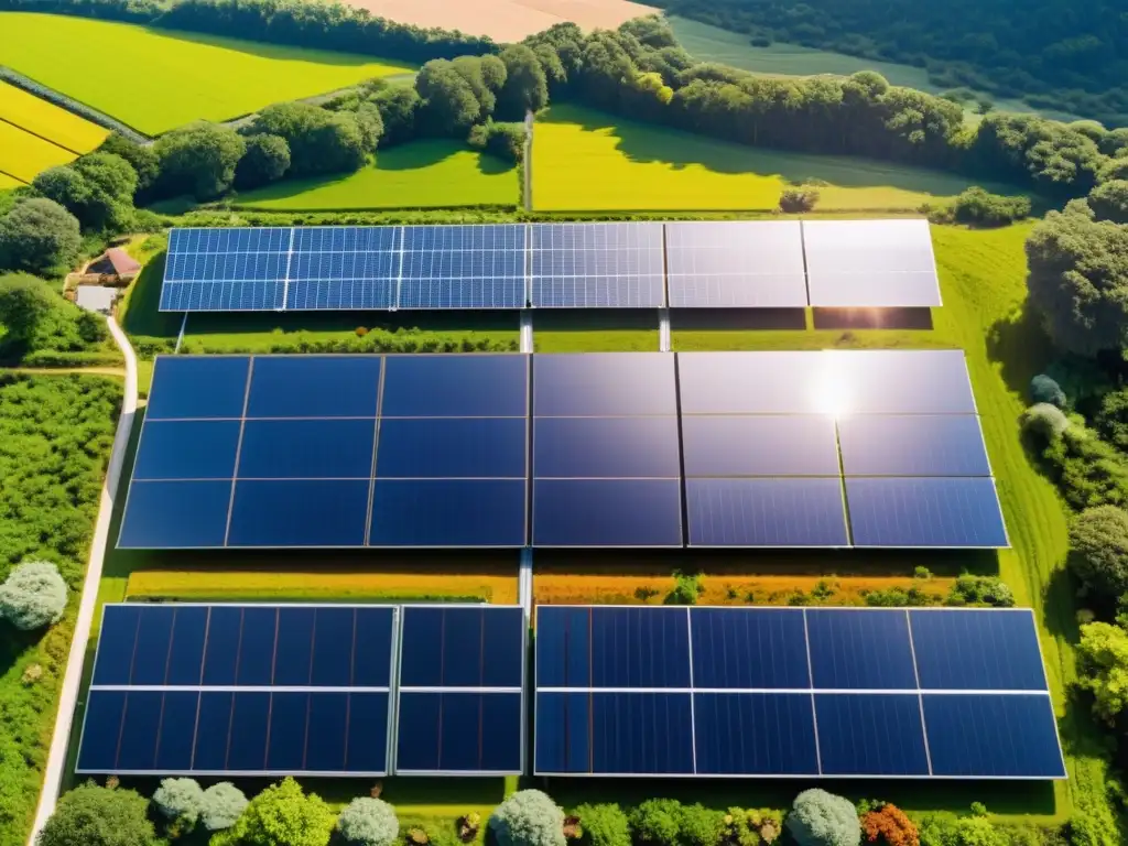 Instalación de paneles solares en comunidad rural, representando innovaciones tecnológicas y su impacto en el cambio climático y derechos humanos