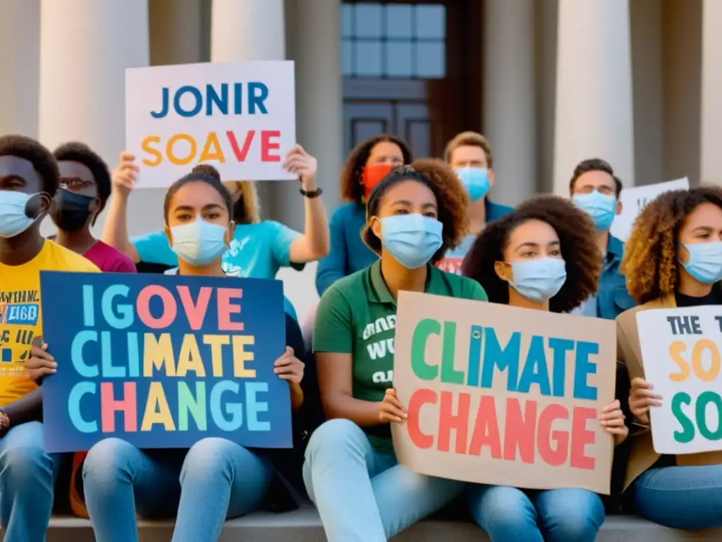 Jóvenes activistas se reúnen con carteles y bicicletas, irradiando esperanza y determinación por un futuro sostenible