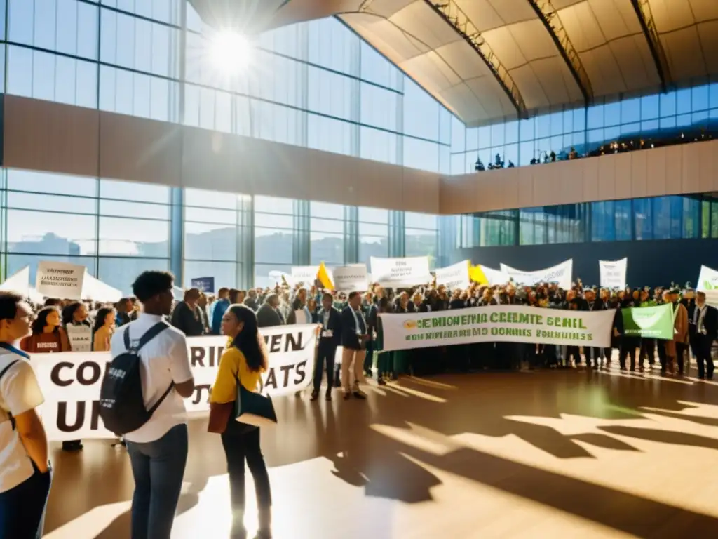 Jóvenes activistas preparándose para participar en una conferencia climática internacional, expresando su pasión por el medio ambiente