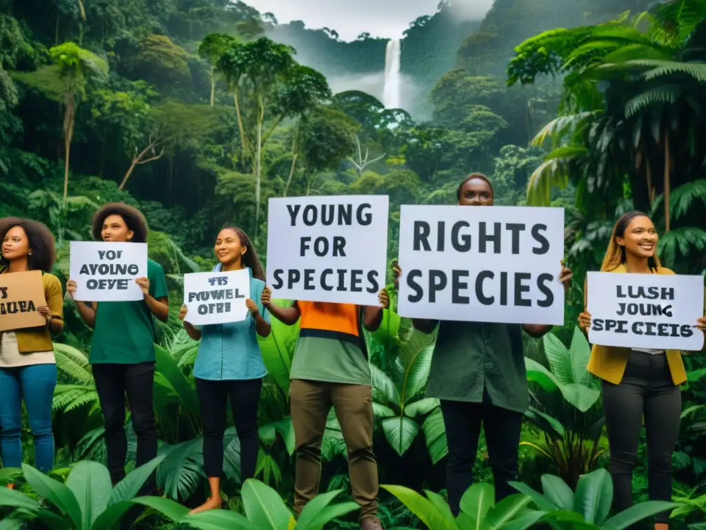 Jóvenes activistas defienden derechos humanos y especies amenazadas en protesta pacífica en la exuberante selva tropical