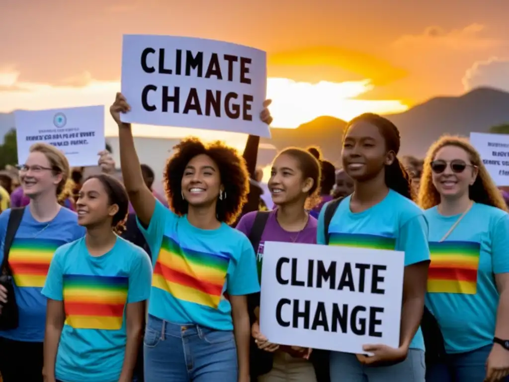 Jóvenes activistas protestan pacíficamente frente a conferencia sobre cambio climático