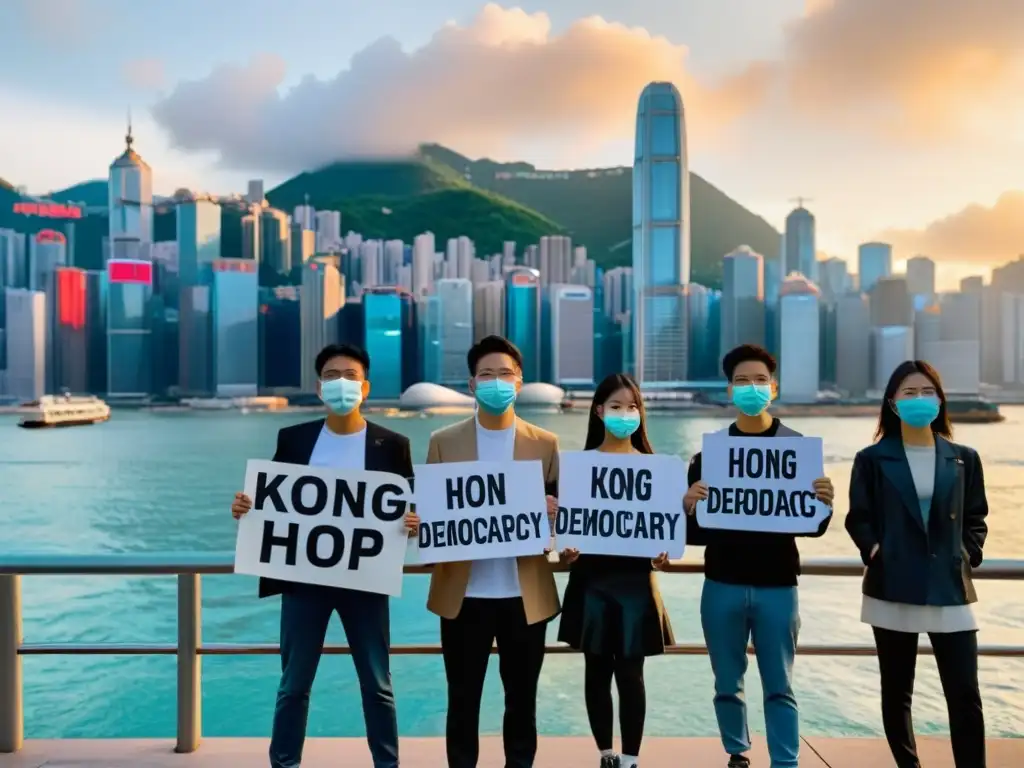 Jóvenes activistas prodemocracia en Hong Kong desafían la noche con sus consignas y máscaras, entre luces y determinación