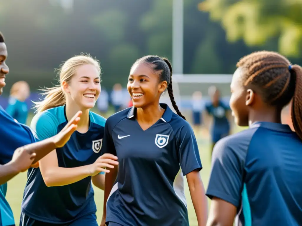 Jóvenes atletas practican deportes en equipo, promoviendo la igualdad de género en el deporte escolar