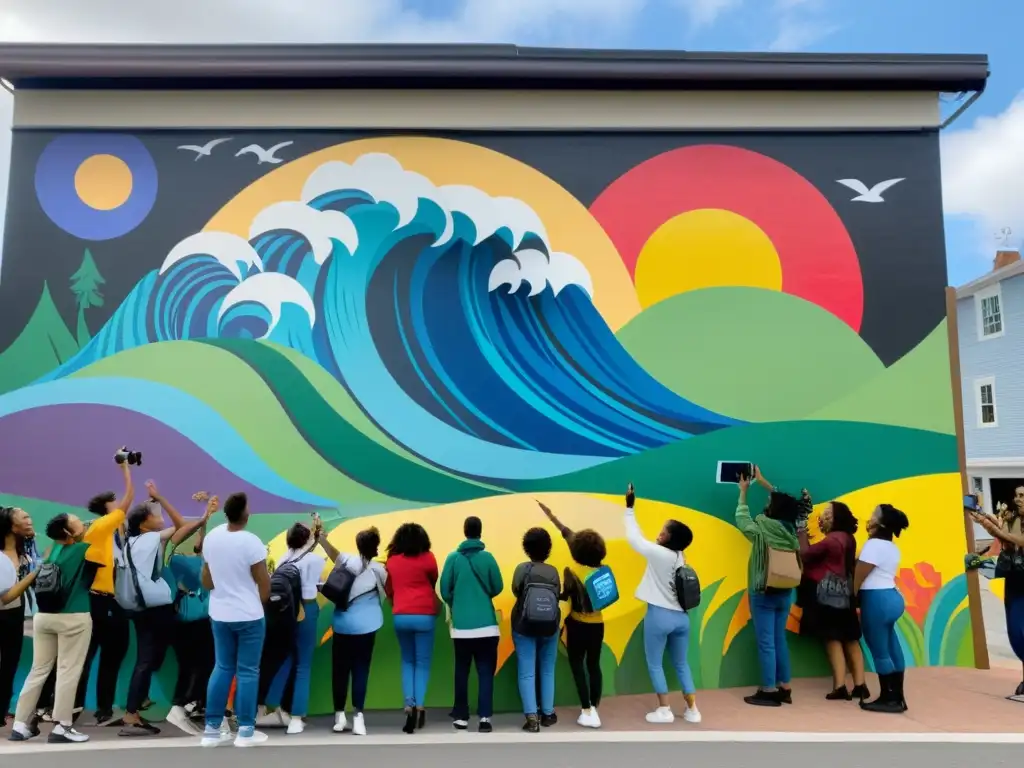 Jóvenes crean mural sobre la crisis climática