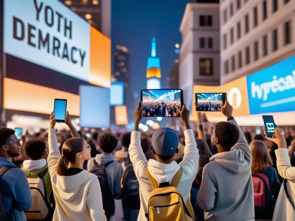 Jóvenes protestan con tecnología en mano, clamando por democracia en la ciudad