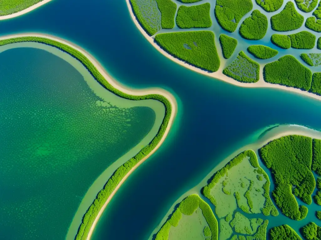 Un laberinto de vías fluviales en un vasto delta, donde el azul profundo del agua se encuentra con el verde intenso de los humedales