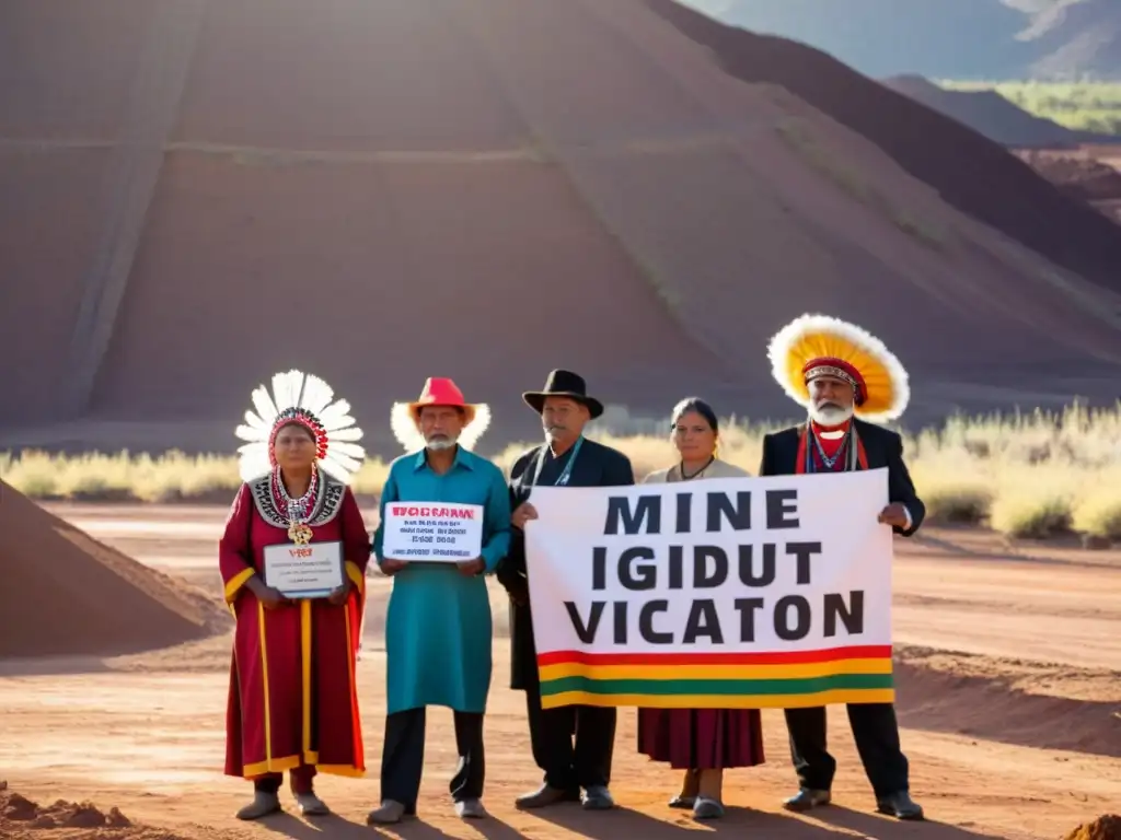 Líderes indígenas protestan contra la violación de derechos en la minería, desafiando la maquinaria y mostrando determinación