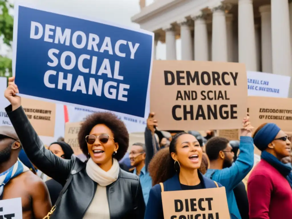 Manifestación diversa por la democracia global con tácticas emergentes movimientos democráticos