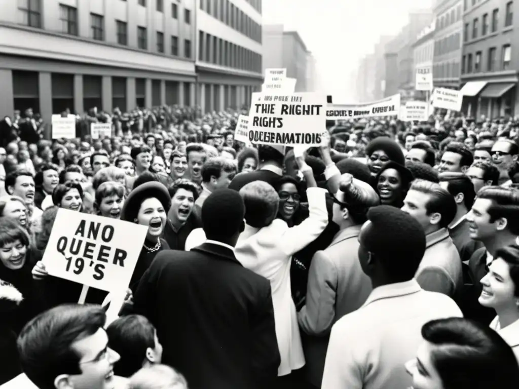 Manifestación emotiva por los derechos humanos globales en la década de 1960