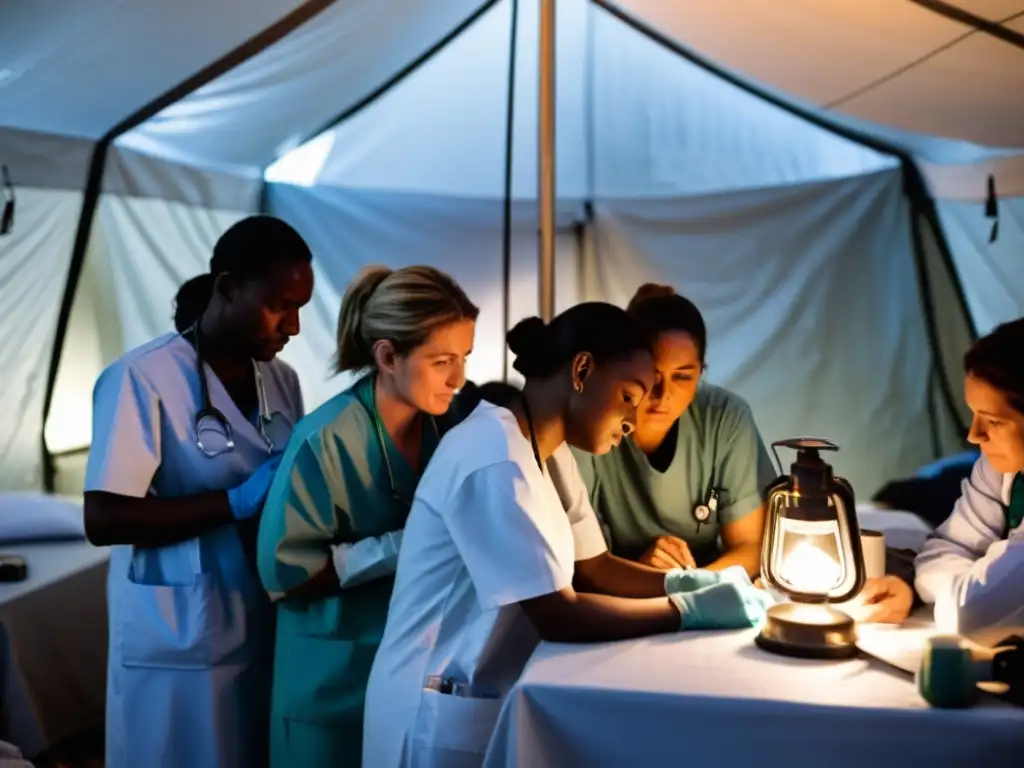 Valientes médicos y enfermeras luchan por salvar vidas en zona de guerra Médicos en zonas de guerra luchan incansablemente por salvar vidas en un entorno caótico y desgarrador, demostrando su dedicación inquebrantable