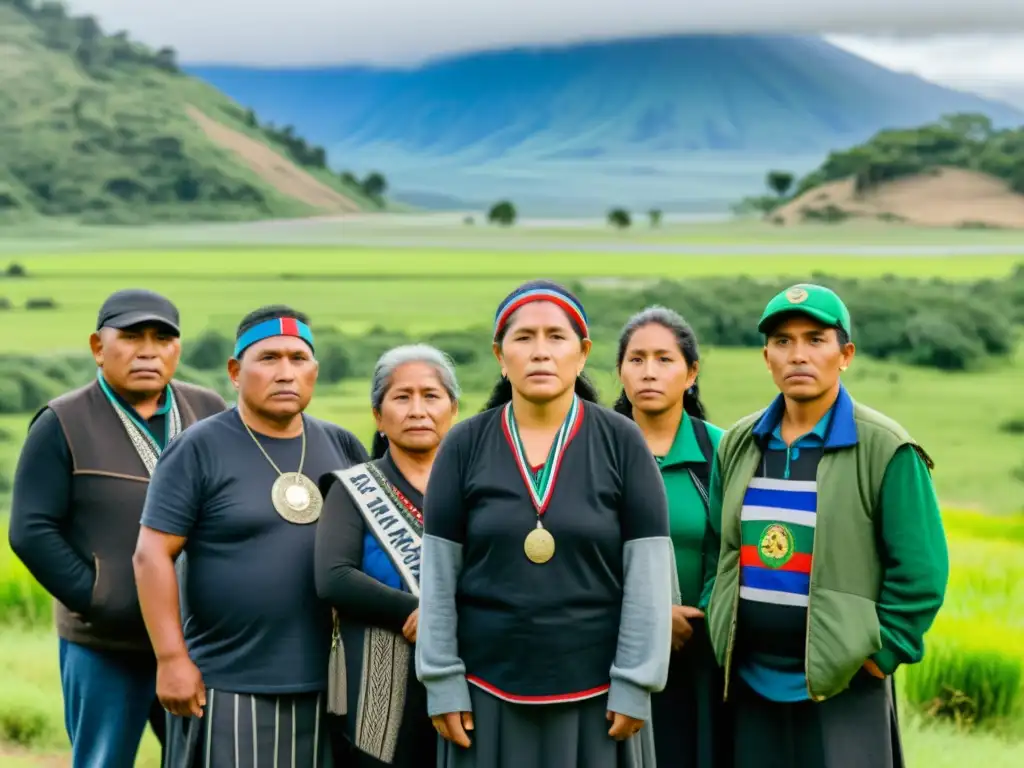 Miembros de la comunidad Lof Cushamen en protesta por la disputa territorial, mostrando unidad y determinación frente a su tierra ancestral