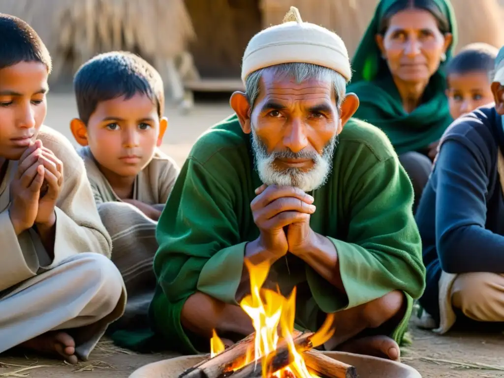 Miembros de la Comunidad Qom La Primavera reunidos alrededor del fuego, reflejando su conexión a la naturaleza y su herencia