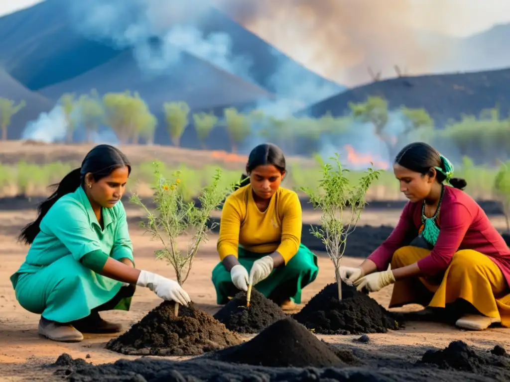 Mujeres indígenas plantan árboles en paisaje posconflicto, desafiando desastres ecológicos en conflictos postbélicos