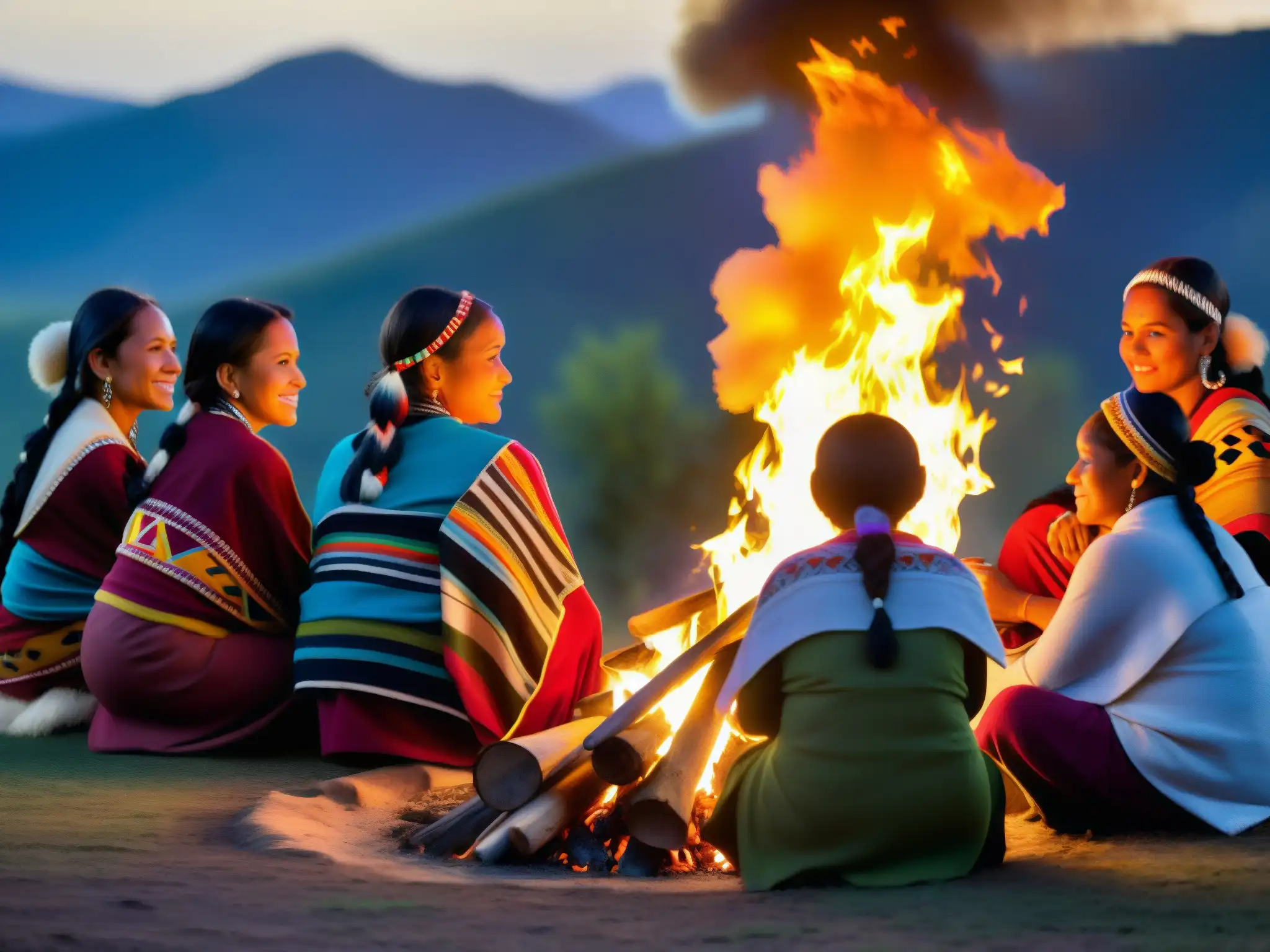 Mujeres indígenas celebran sus derechos culturales en una ceremonia tradicional, irradiando empoderamiento y resistencia en sociedad patriarcal