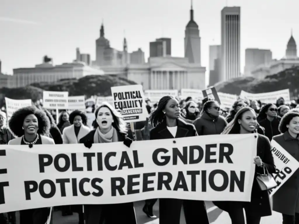 Manifestación de mujeres por el liderazgo femenino político: fuerza, unidad y determinación en la lucha por la igualdad de género