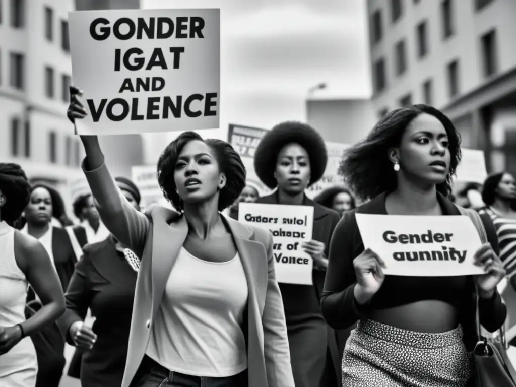Mujeres marchan en protesta contra la violencia de género a lo largo de la historia, con expresiones decididas