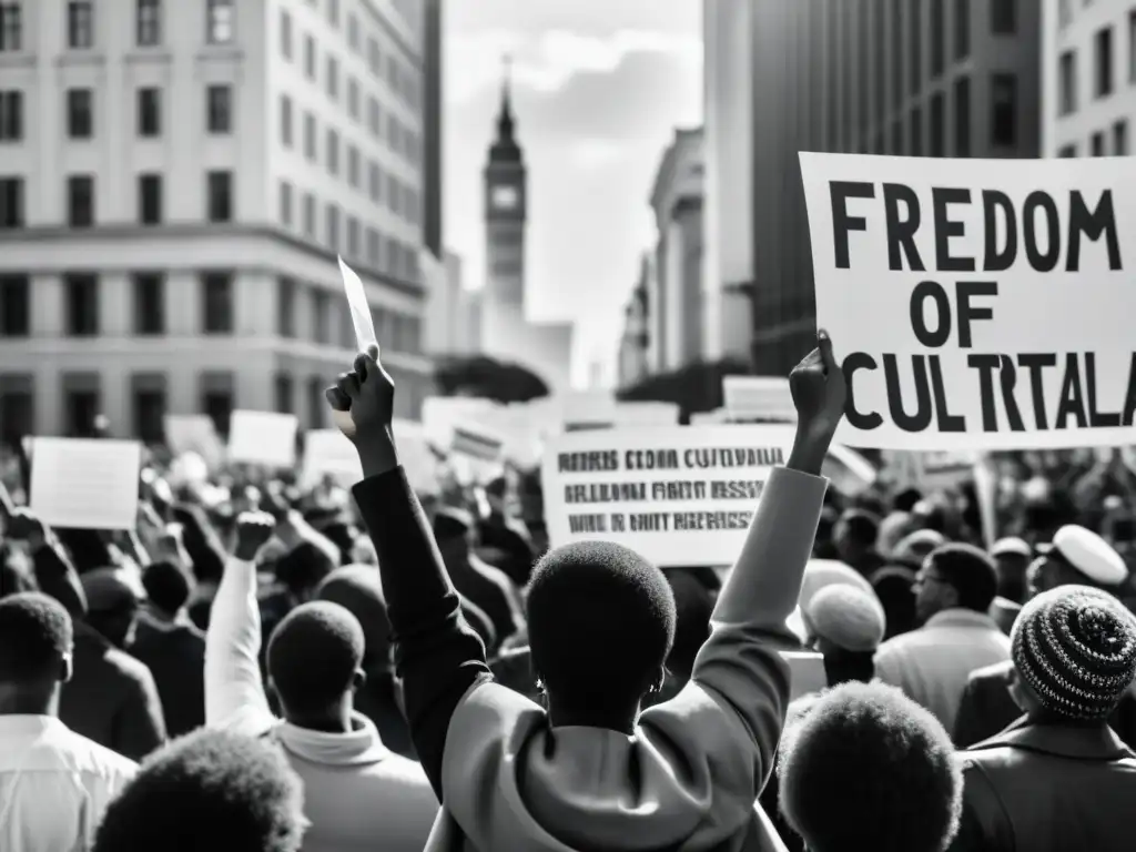 Multitud diversa en manifestación por la libertad cultural