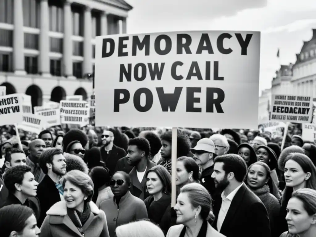 Multitud en manifestación por movimientos democráticos remodelando políticas globales