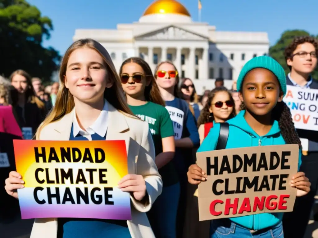 Niños activistas transmiten impacto en cambio climático con pasión y determinación en protesta pacífica