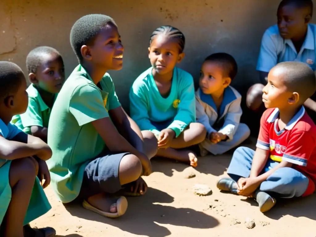 Niños de comunidad marginada participan en actividad educativa al aire libre, rompiendo ciclo de discriminación y pobreza