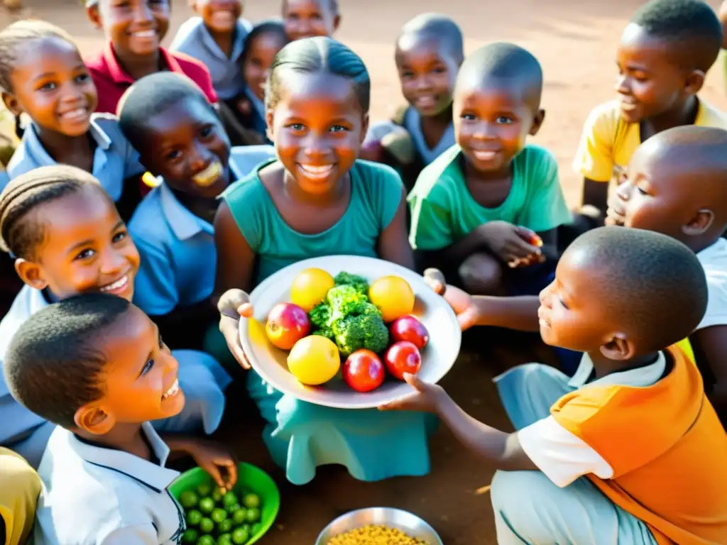 Niños de una comunidad rural reciben comida nutritiva en un programa gubernamental