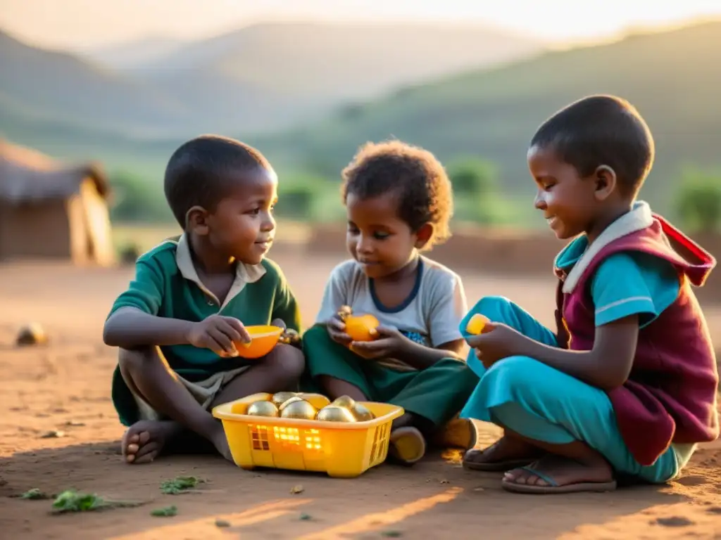 Niños disfrutan juntos en comunidad marginada, resaltando la niñez en la pobreza y la importancia de los derechos humanos globales