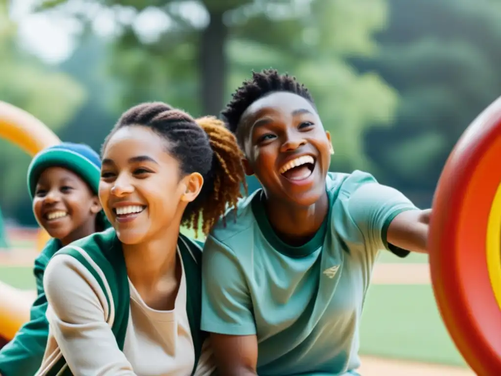 Niños transgénero jugando libremente en un parque, reconociendo derechos y mostrando inclusividad y alegría infantil