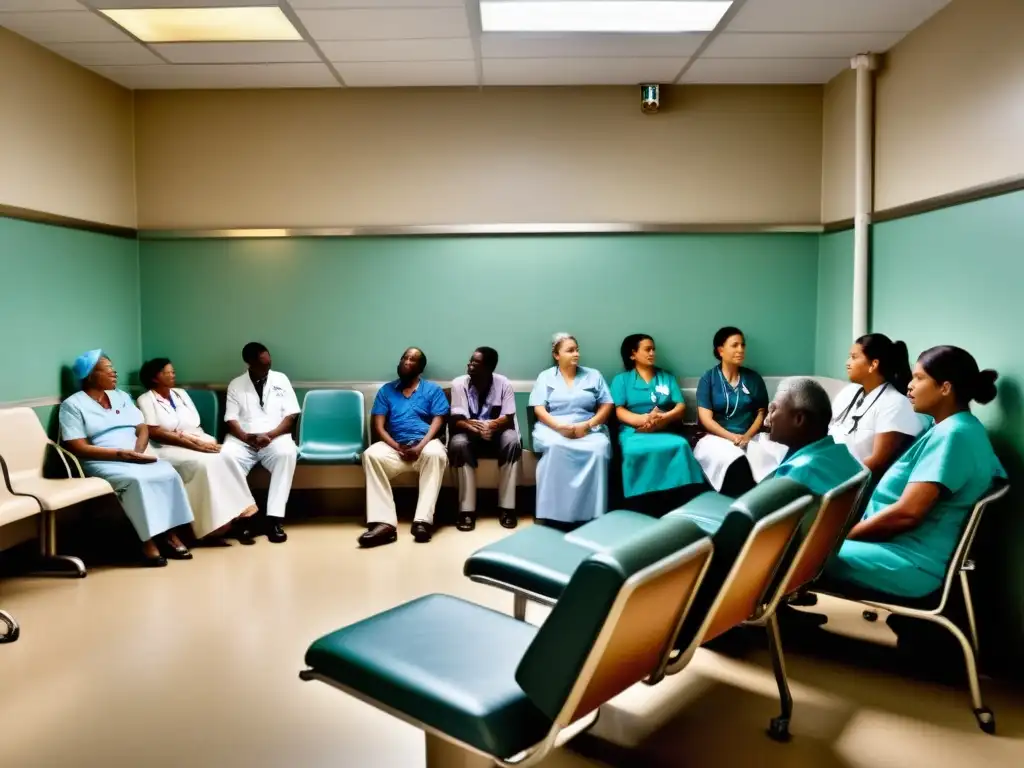 Pacientes esperando en hospital abarrotado, reflejando la falta de acceso a la salud consecuencias