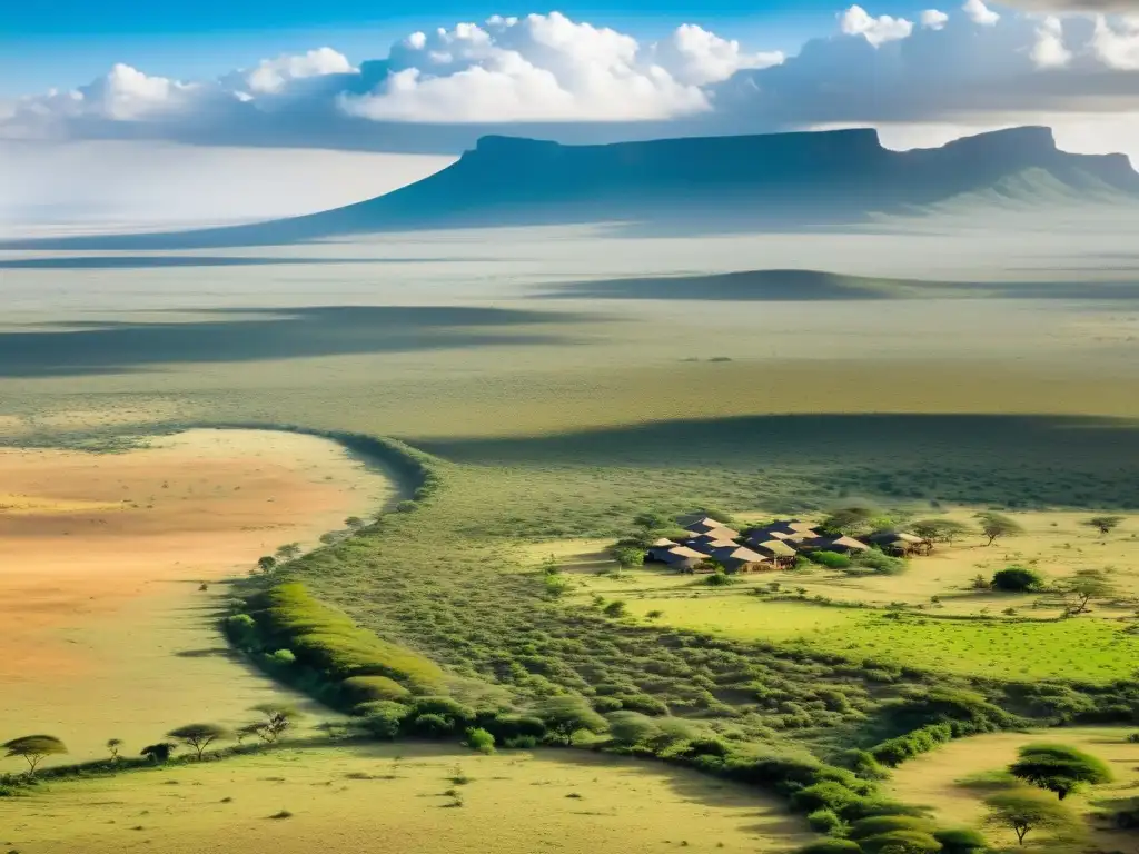 Un paisaje dorado de la vasta sabana de Tanzania con la disputa por tierras ancestrales Maasai Tanzania