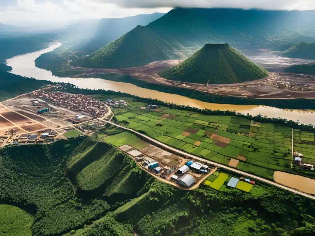 Panorámica de la Mina Marlin en Guatemala, impacto ambiental evidente en el paisaje y comunidades