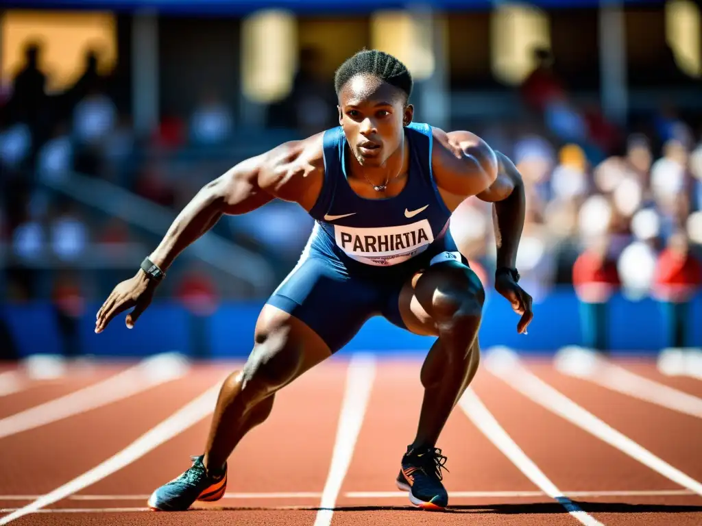 Un paraatleta en acción, determinación y fuerza en la pista