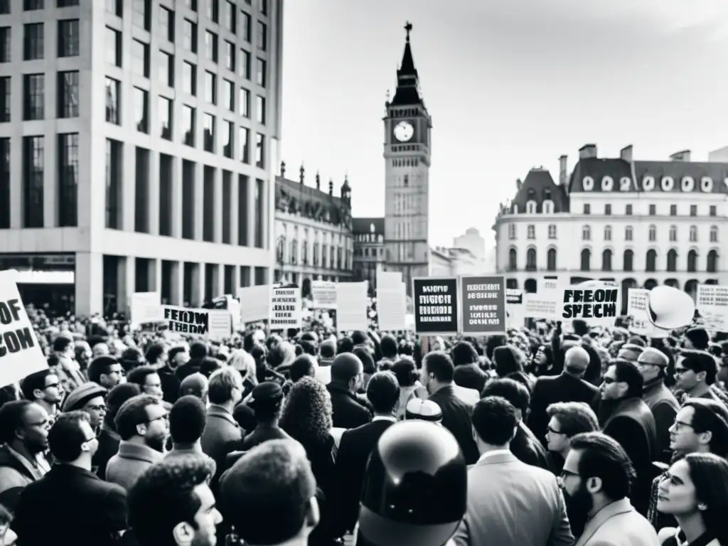 Manifestación de periodistas y activistas en la ciudad, luchando por libertad de expresión con determinación y pasión