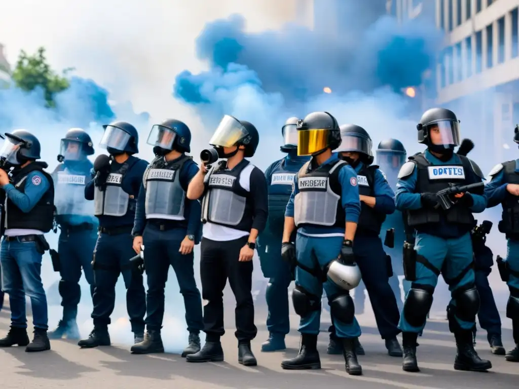 Periodistas protegidos documentan protesta, caos y determinación en escena arriesgada