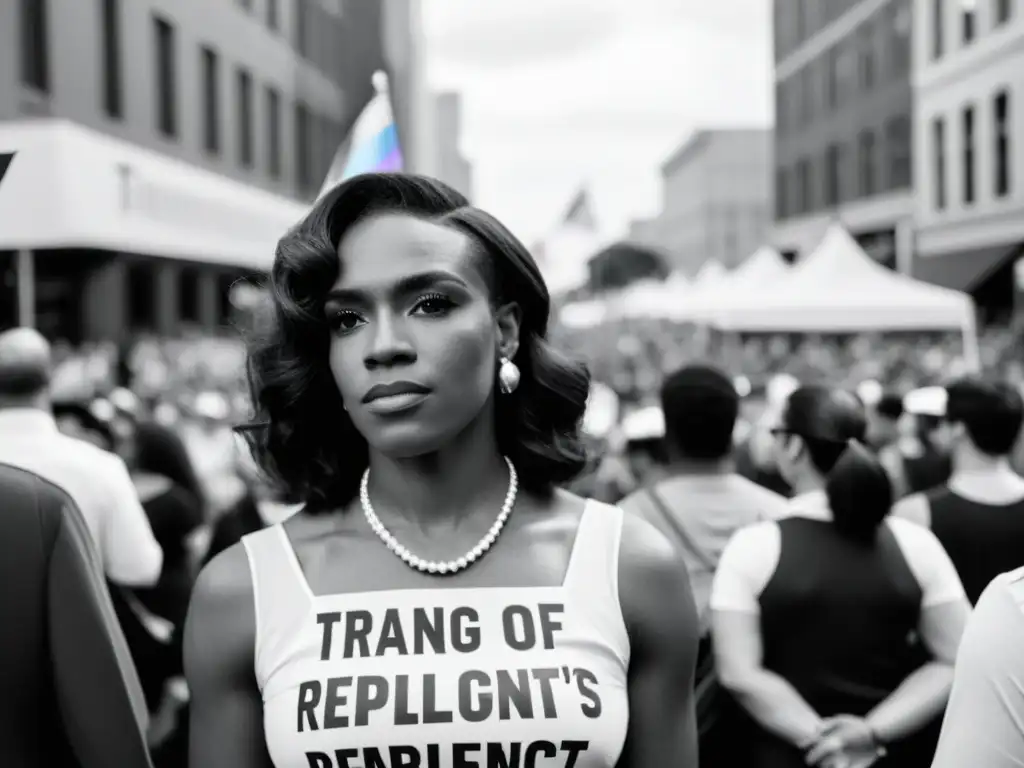 Persona transgénero en desfile de orgullo, luchando por reconocimiento derechos población transgénero