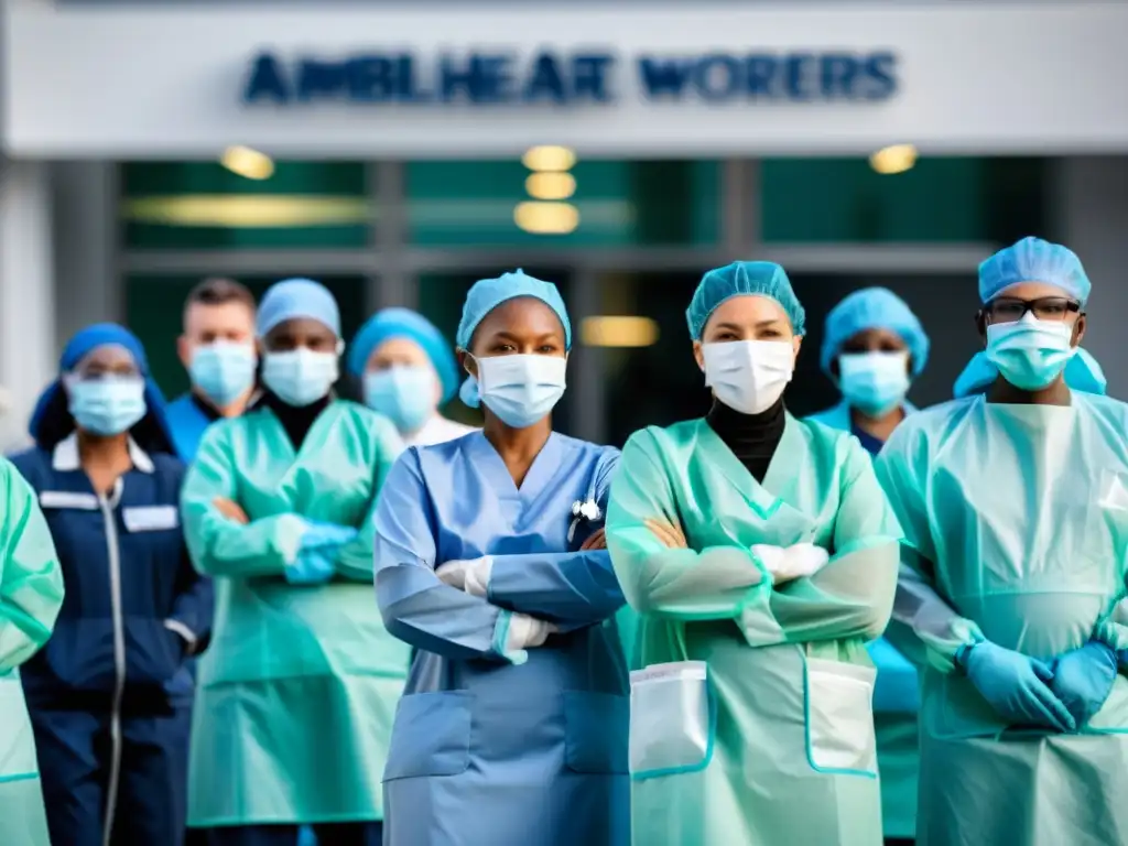 Personal de salud en equipo preparándose para atender pacientes en hospital durante pandemia, mostrando el equilibrio entre salud pública y privacidad