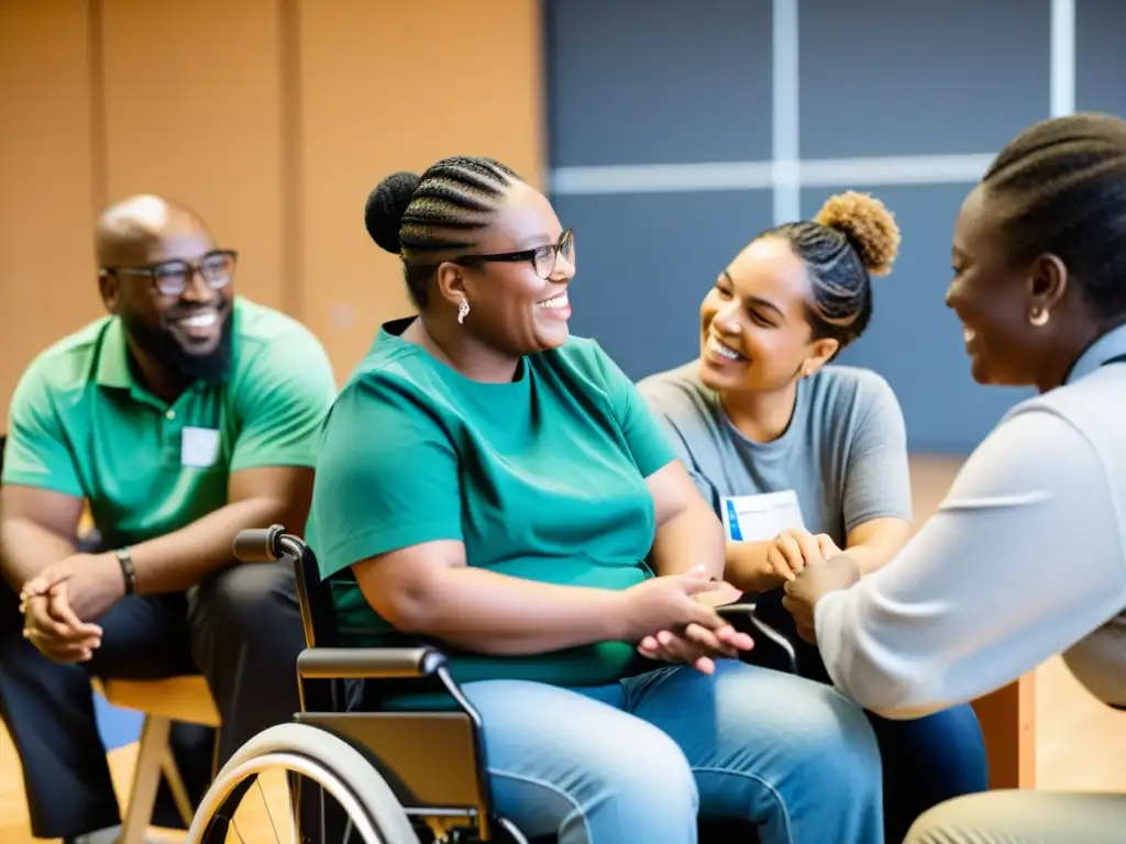 Una poderosa imagen de inclusión efectiva para personas con discapacidad en un taller de empoderamiento y habilidades