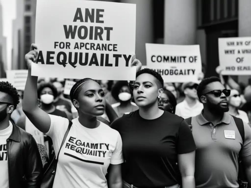 Una poderosa protesta LGBTQ+ enfrentando la homofobia internalizada, reflejando unidad y determinación ante el prejuicio en la comunidad