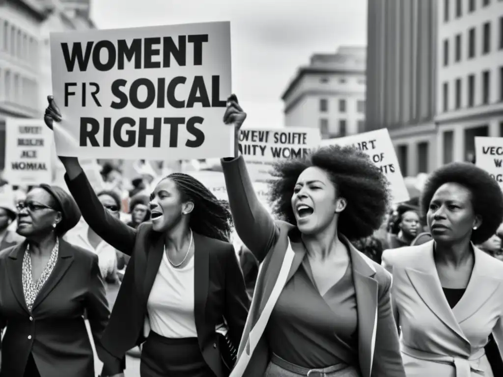 Un poderoso desfile de mujeres en una protesta, mostrando solidaridad y determinación en la lucha por los derechos de la mujer