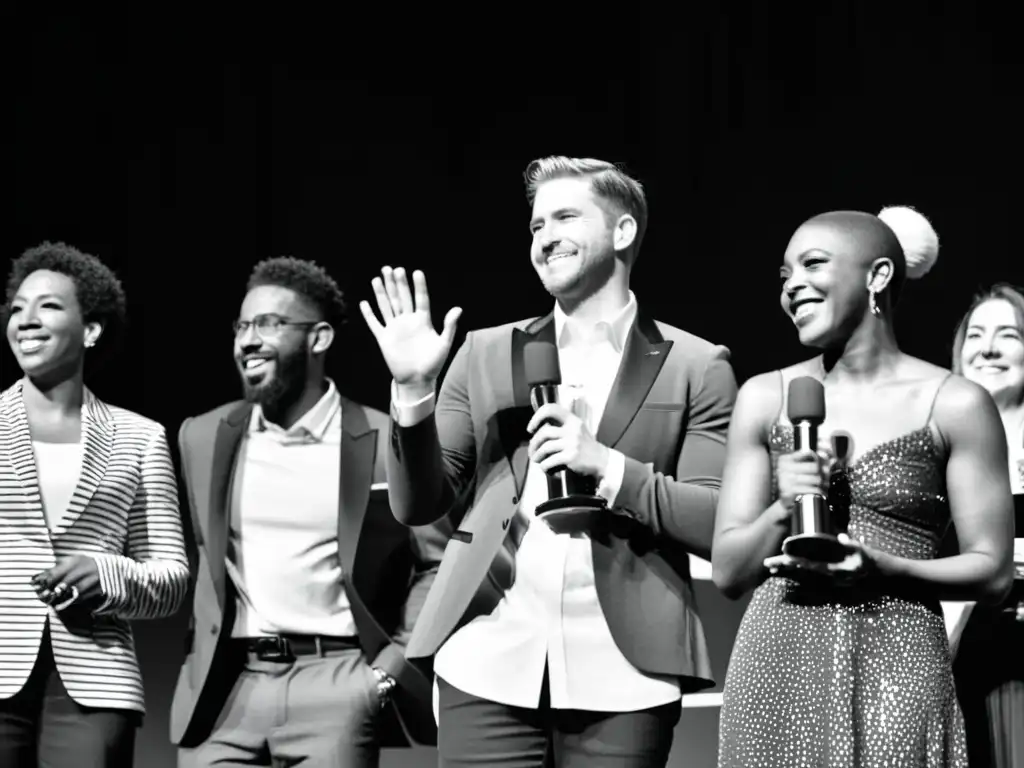 Un poderoso momento en un festival de cine queer, donde un diverso grupo recibe un premio por sus contribuciones impactantes