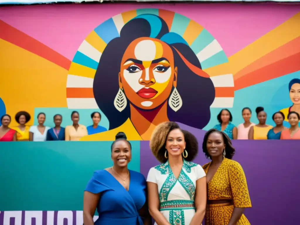 Un poderoso retrato documental de mujeres de diversas culturas frente a un mural de empoderamiento femenino a través del arte