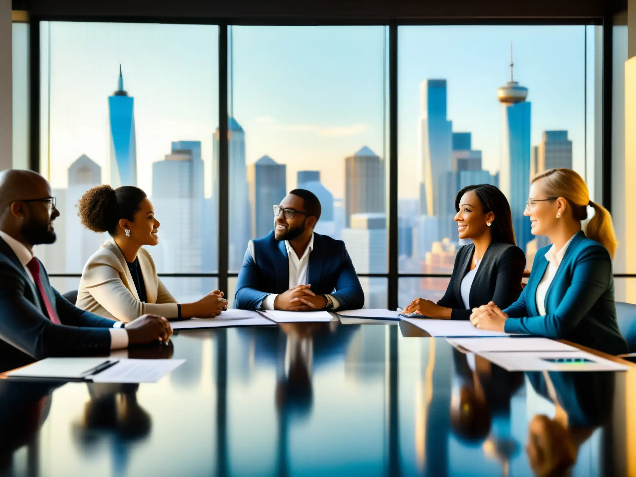 Profesionales colaboran en reunión de negocios