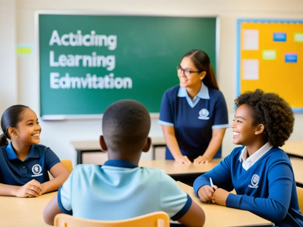 Profesor liderando actividades inclusivas para promover la igualdad en un aula diversa y colaborativa