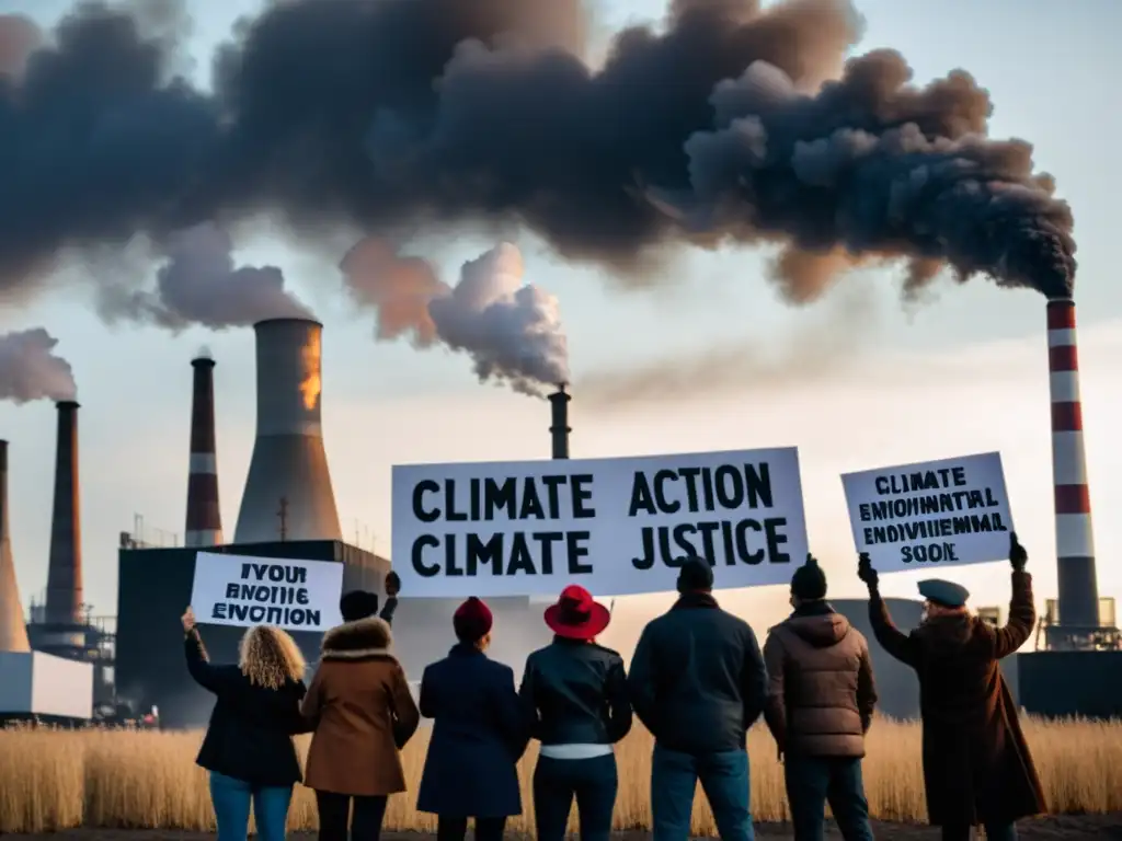 Protesta por el clima frente a fábricas humeantes