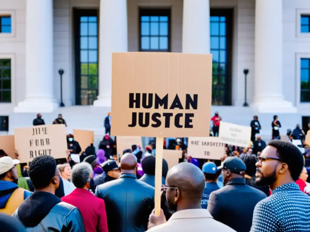 Protesta diversa por derechos humanos frente a edificio gubernamental durante la perestroika