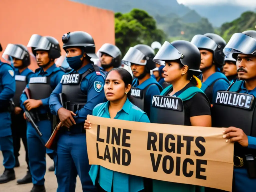 Protesta indígena en Guatemala por desalojos y derechos humanos, frente a la policía