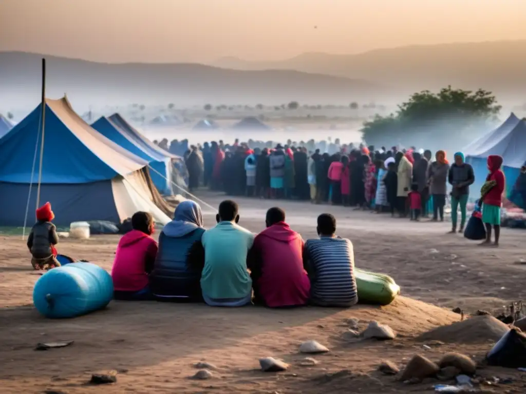 Refugiados en campamento improvisado muestran determinación, reflejando desafíos