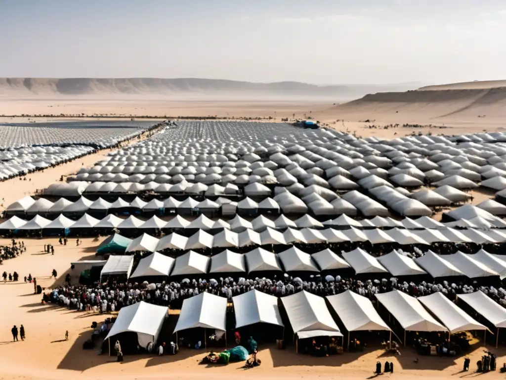 Refugiados en campamento precario en Medio Oriente