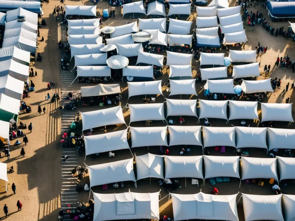 Refugiados en campamento precario