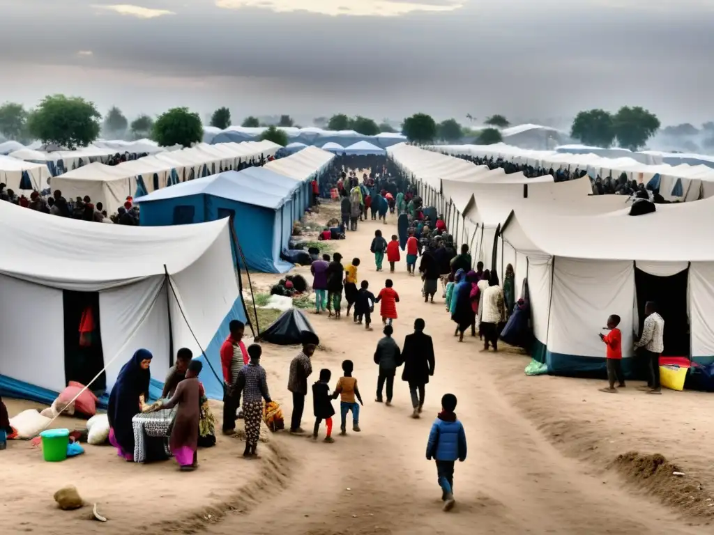 Refugiados luchando por sobrevivir en un campamento, mostrando la realidad cruda